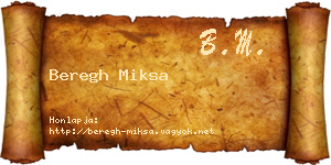 Beregh Miksa névjegykártya